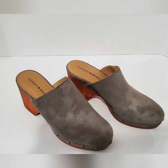Lucky Brand Shoes - Lucky Brand Genuine Suede Studded Platform gray metallic Clog boho fall